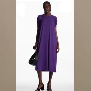 COS Gathered Sleeve Jersey Midi Dress Size Medium